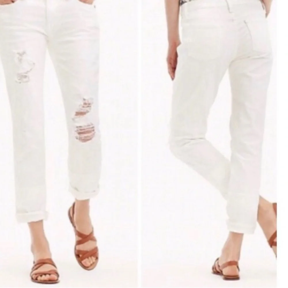 J.Crew Point Sur High rise slim boy White denim jeans - Picture 3 of 13